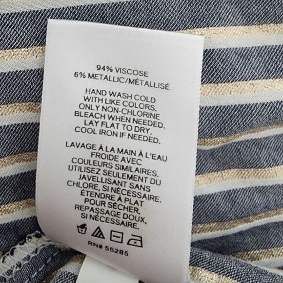 Express Women's Striped Long Sleeve Metallic Button Sleeve Top Size Small - Picture 5 of 6